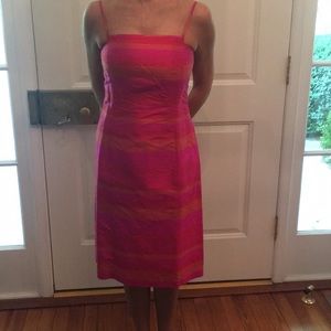 Women's Silk Pink and Orange Dress; Size 4P